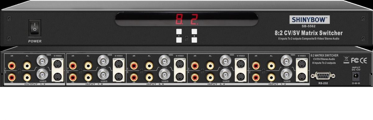 8x2 S-Video•Video (BNC)•Audio Matrix Switcher